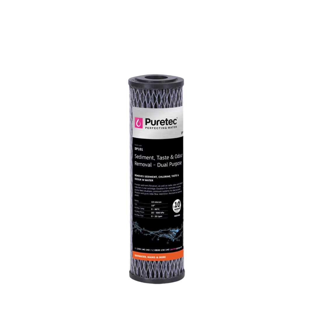 Puretec DP101 dual purpose carbon cartridge | 10 microns 2.5" x 10”