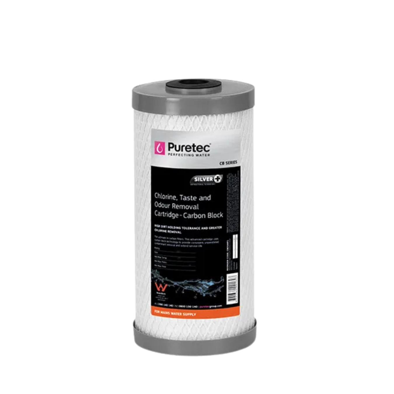 Puretec CB05MP1 carbon block cartridge | 5 micron 4.5" x 10"