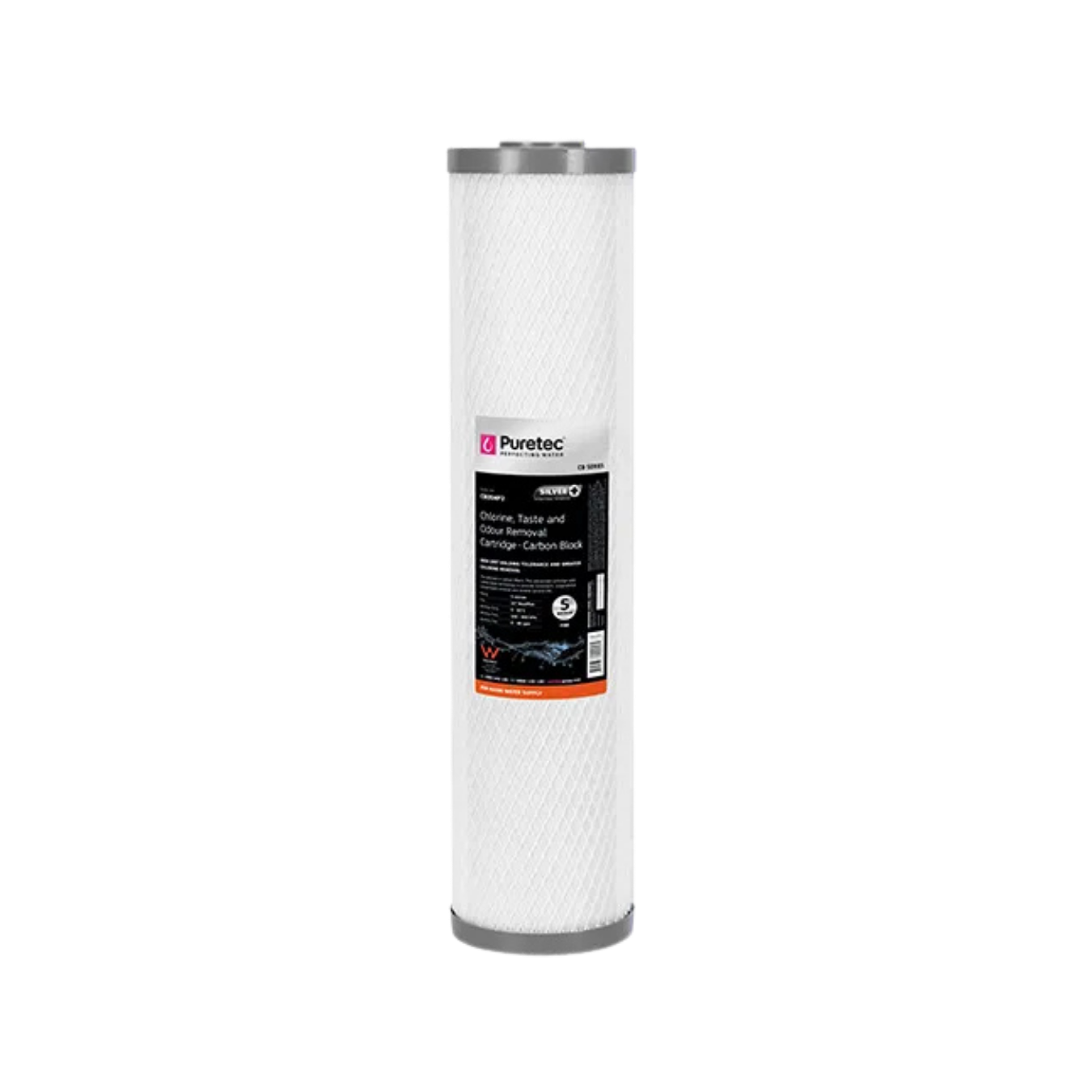 Puretec CB05MP2 carbon block cartridge | 5 micron 4.5" x 20"