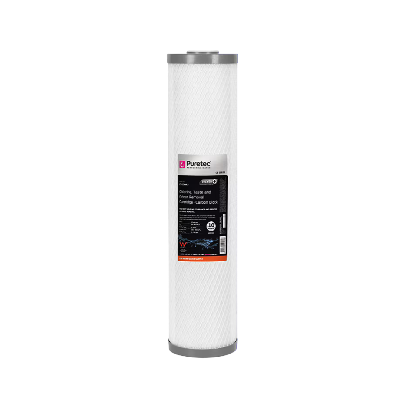 Puretec CB10MP2 carbon block cartridge | 10 micron 4.5" x 20"