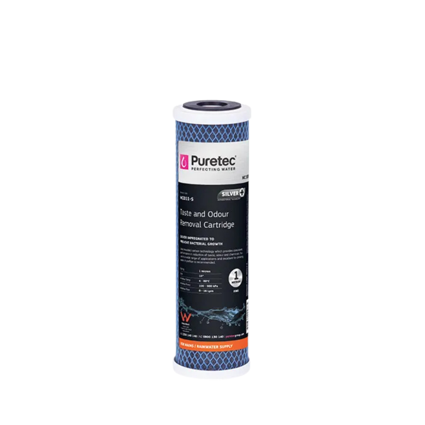 Puretec MC011-S moulded carbon cartridge | 1 micron 2.5" x 10"