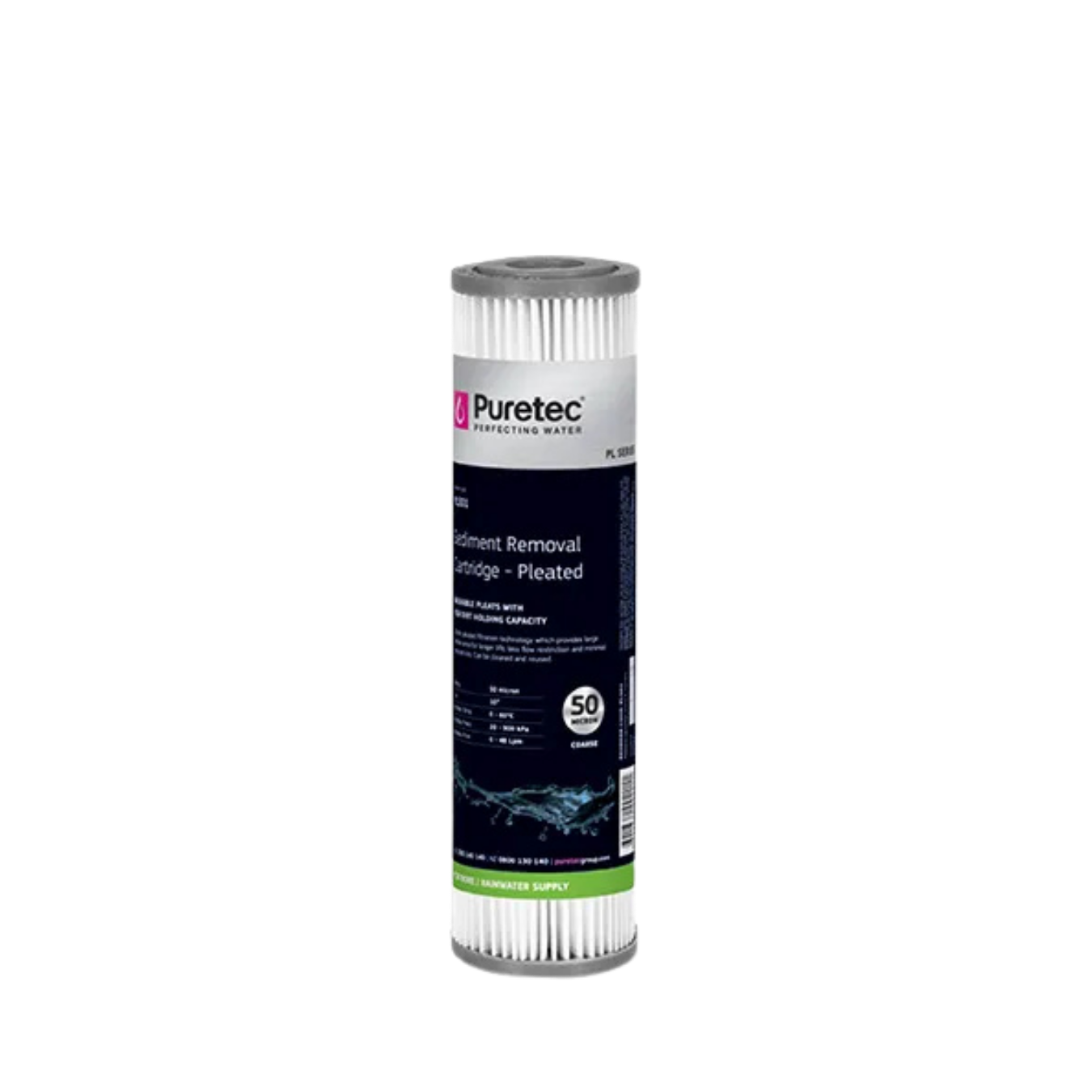 Puretec PL501 pleated sediment cartridge | 50 micron 2.5" x 10"