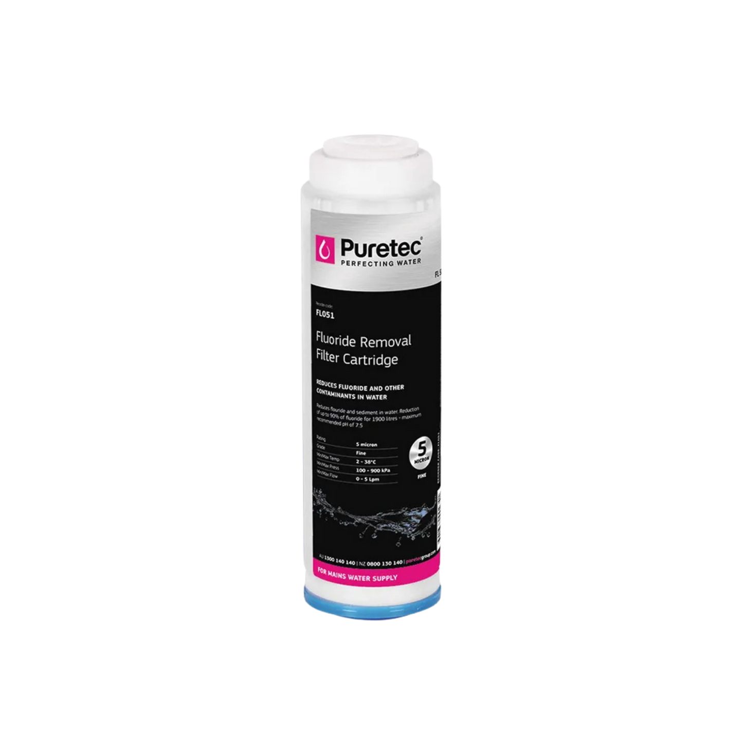 Puretec FL051 fluoride removal cartridge | 5 micron 2.5" x 10”