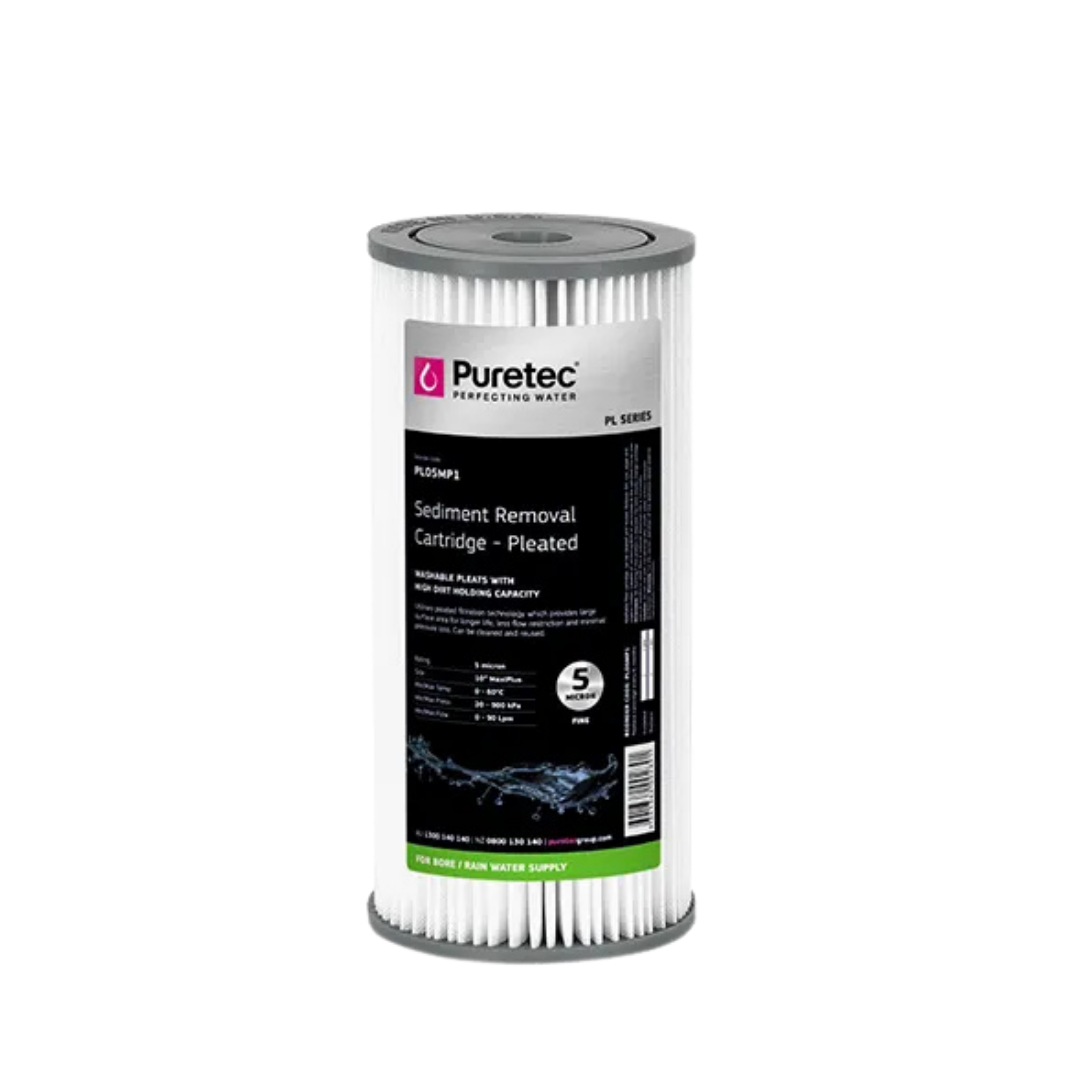 Puretec PL Series MaxiPlus™ 4.5" x 10" pleated sediment removal cartridge for rainwater supply