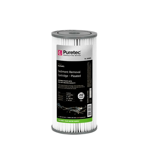 Puretec PL20MP1 pleated sediment cartridge | 20 micron 4.5” x 10”