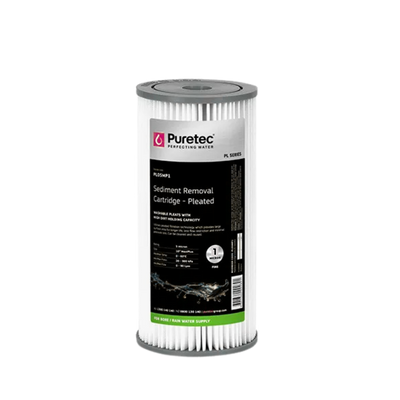 Puretec PL01MP1 pleated sediment cartridge | 1 micron 4.5” x 10”