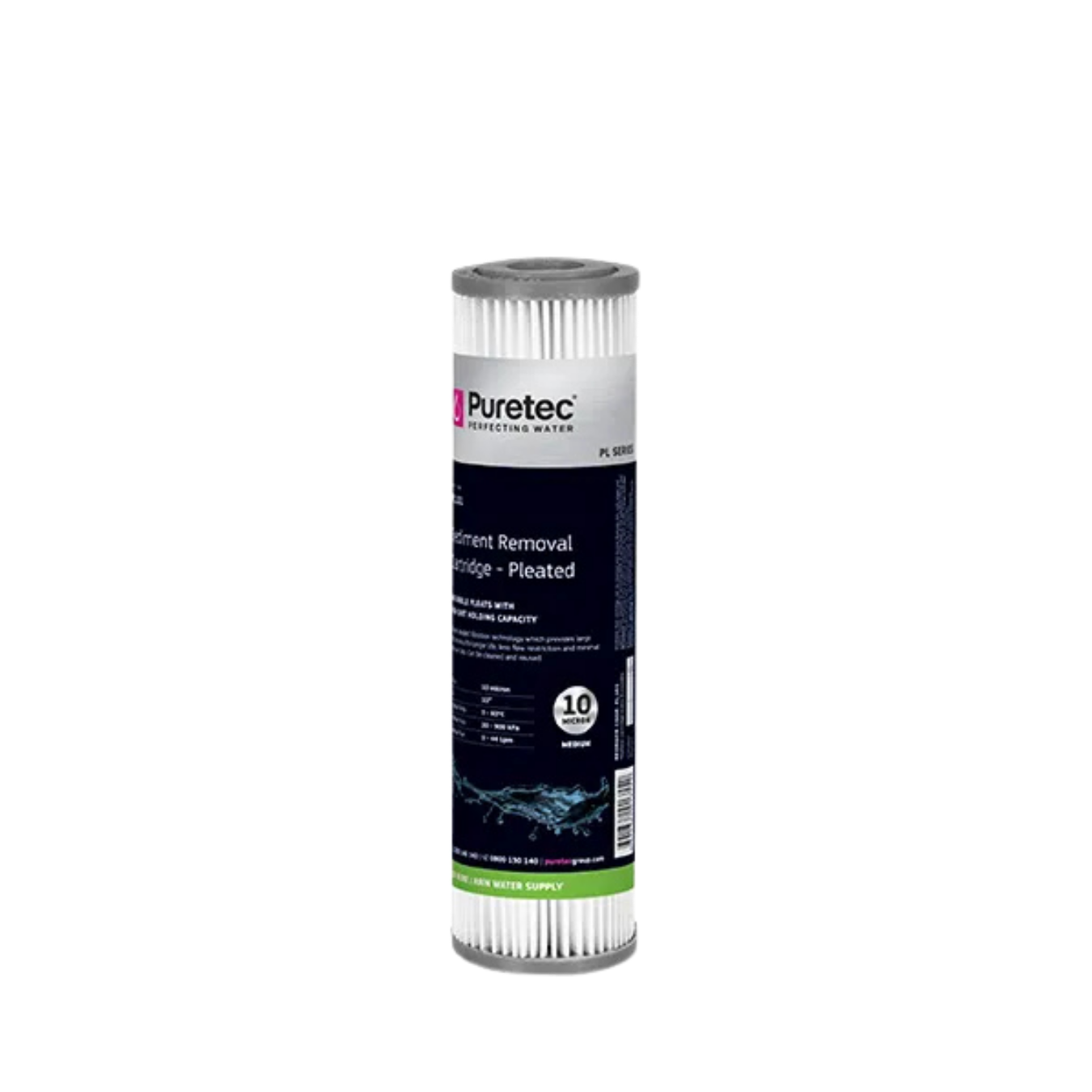 Puretec PL101 pleated sediment cartridge | 10 micron 2.5" x 10"