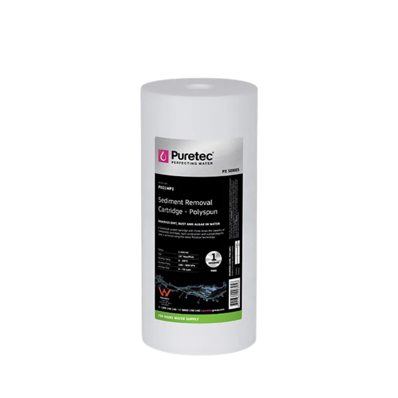 Puretec PX01MP1 polyspun sediment cartridge | 1 micron 4.5" x 10"