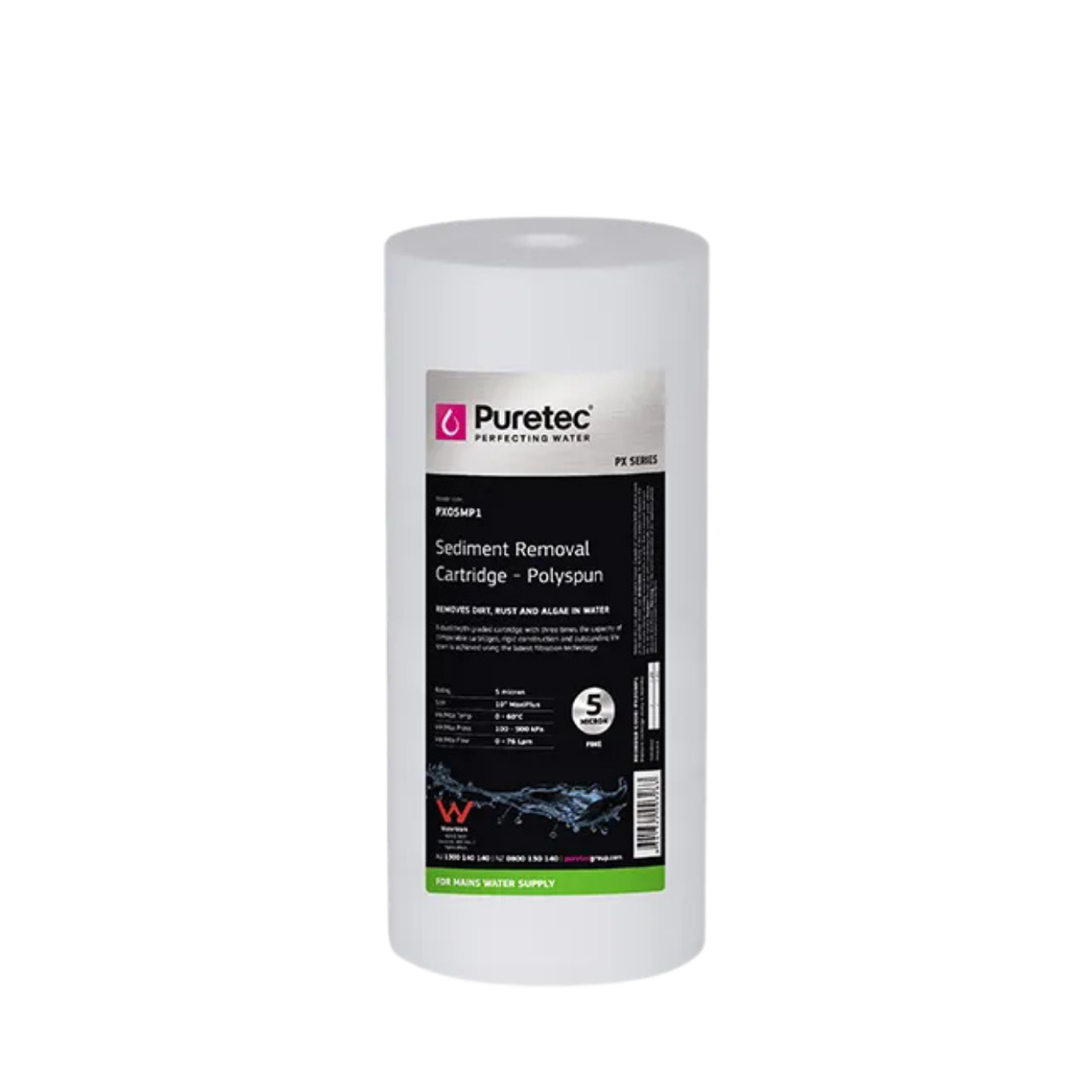 Puretec PX05MP1 polyspun sediment cartridge |  5 micron 4.5" x 10"