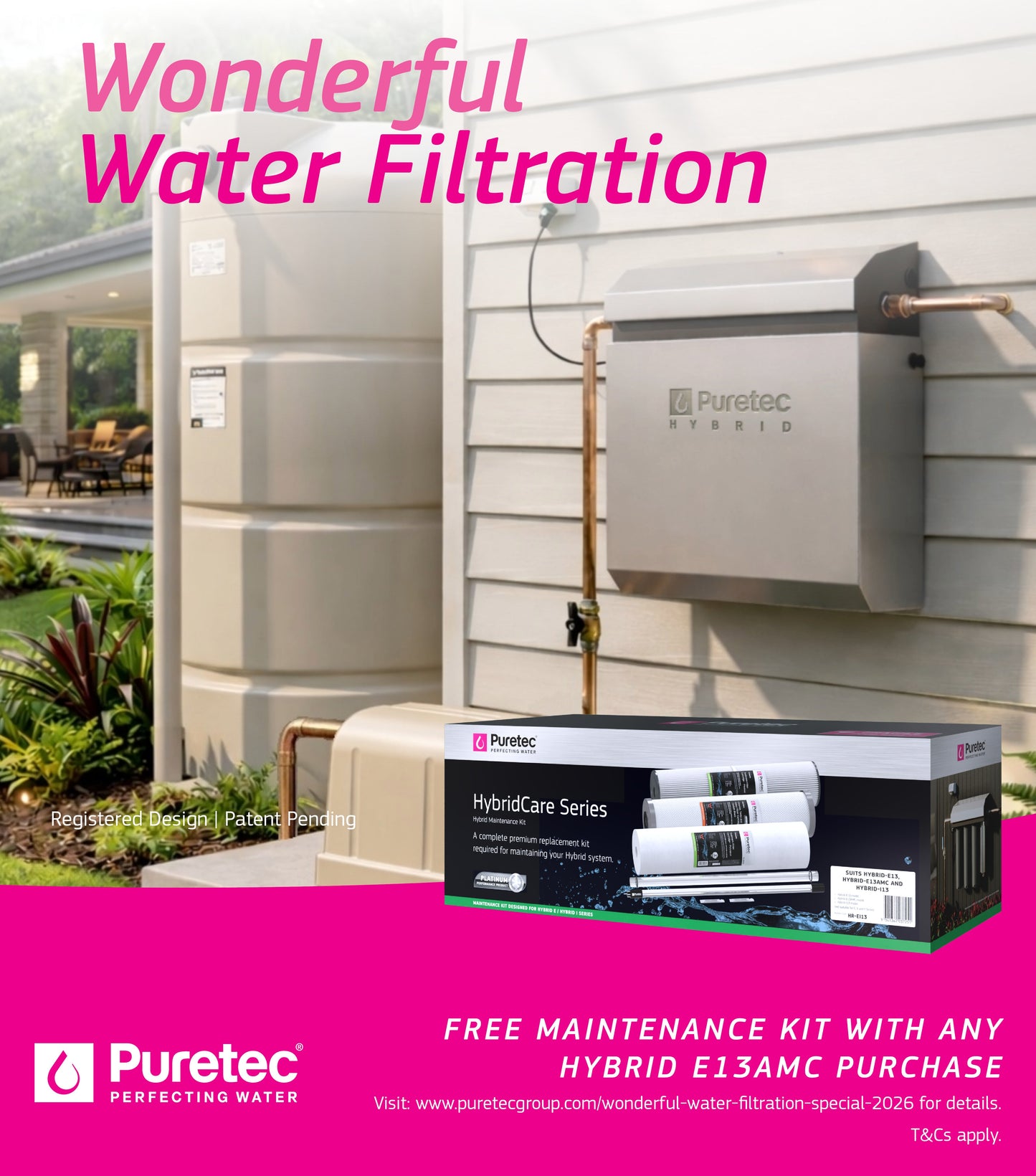 Puretec Hybrid E13AMC rainwater wholehouse UV filter system with cover | triple stage 20"