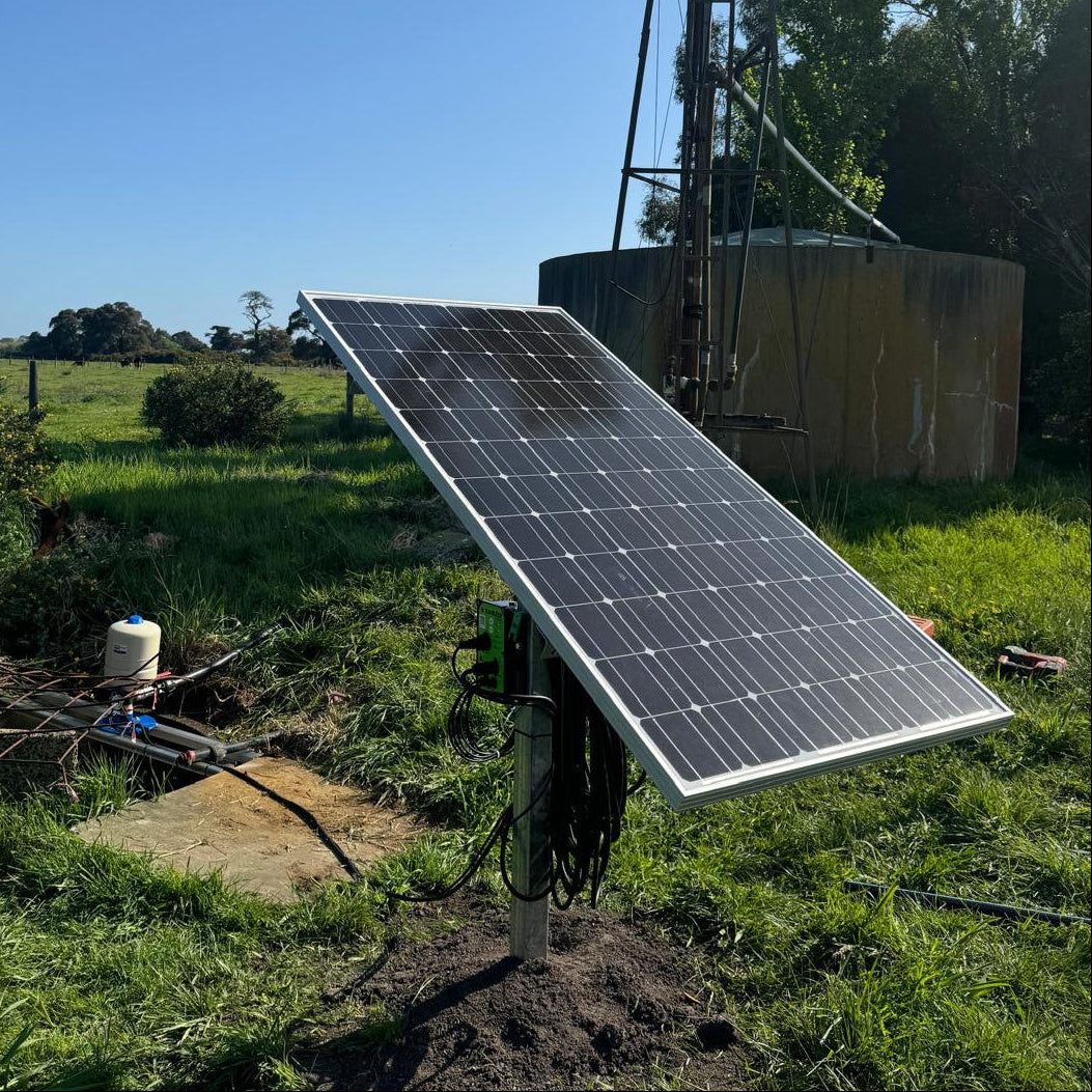 Mono Solar-Powered Submersible Full Water Pump System | 285W single panel, 35m - 80m head max