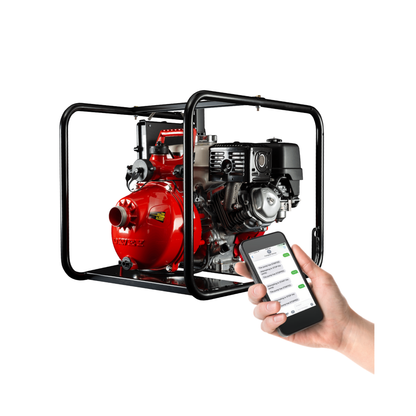 Remote start control feature on Davey 5290HRS2 firefighter pump allowing SMS, scheduling, and emergency heat sensor activation