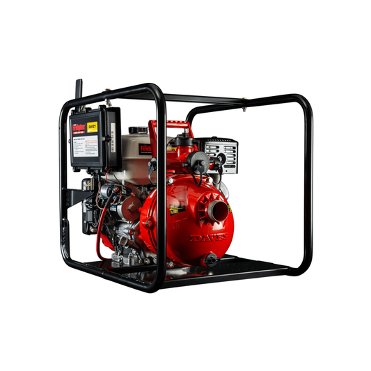 Davey 5290HRS2 remote start firefighter pump with twin impeller design and Honda iGX270E electric start engine for bushfire protection