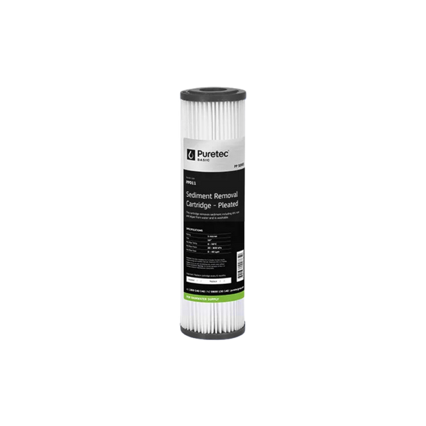 Puretec PP Series Basic 2.5" x 10" pleated sediment removal cartridge for rainwater supply